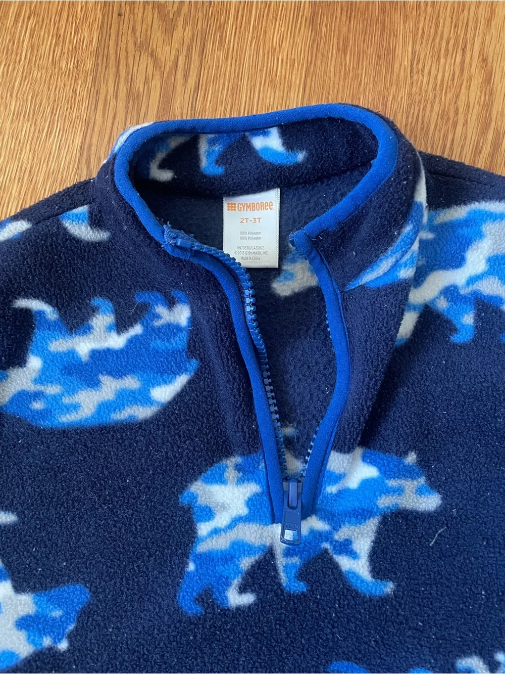 Gymboree Navy Fleece Pullover with Blue Camouflage Bear Motif